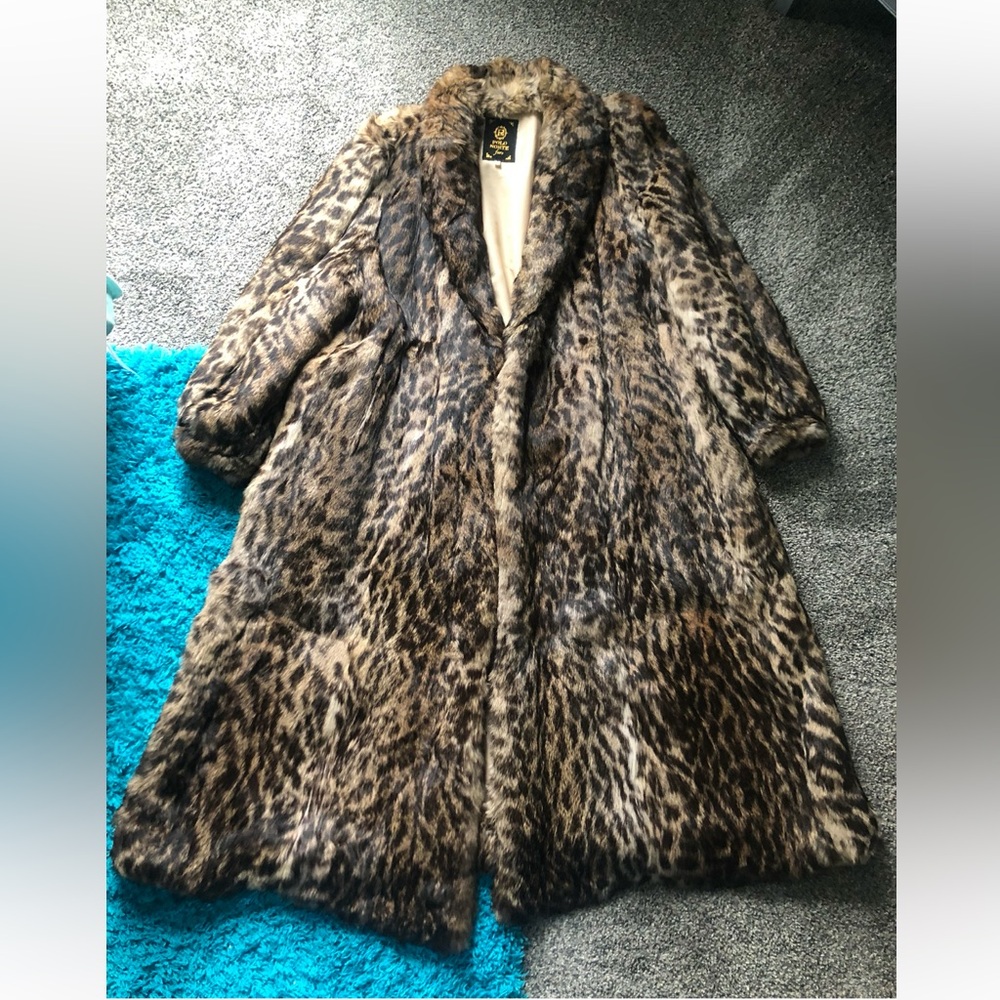 Leopard print, genuine, rabbit Fur Coat